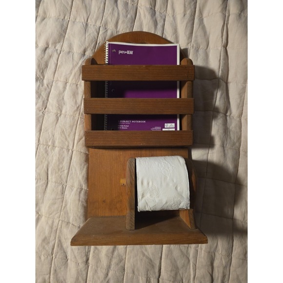 Cottagecore Wood Heart Shelf Magazine Toilet Paper Holder 21"×10"×6" - Picture 1 of 10
